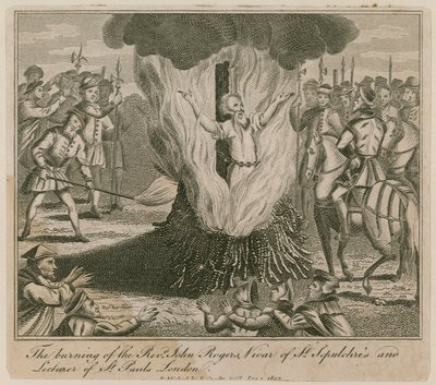 Brûlage des martyrs à Smithfield - English School