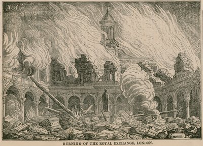 Incendie du Royal Exchange, Londres, dans la nuit du 10 janvier 1838 - English School