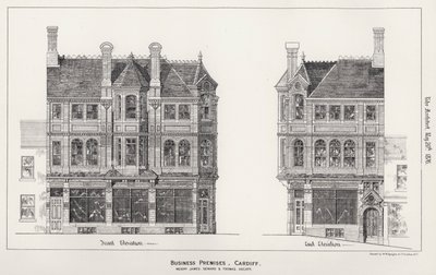Locaux commerciaux, Cardiff (gravure) - English School