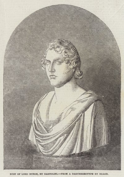 Buste de Lord Byron, par Bartolini (gravure) - English School