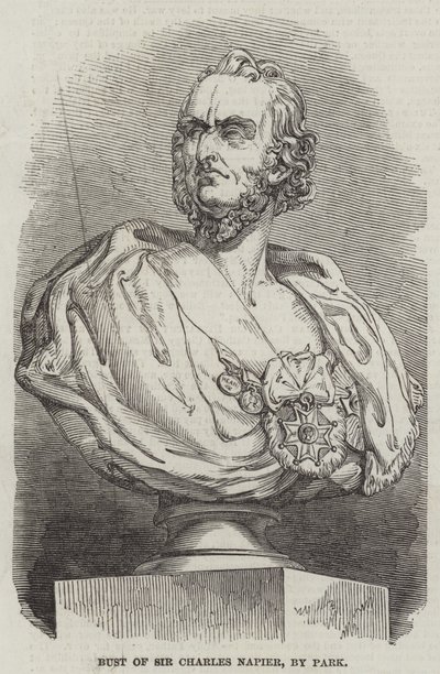 Buste de Sir Charles Napier, par Park (gravure) - English School