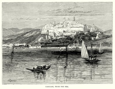 Cagliari, depuis la mer (gravure) - English School