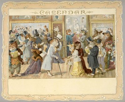 Calendrier. Couverture représentant des chats. Agréables surprises pour les gens de toutes tailles. [En vers. Avec illustrations.] Londres : E. Nister, [1892] - English School