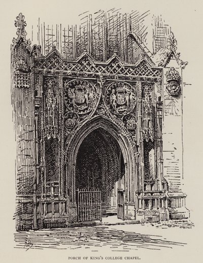 Cambridge : Porche de la chapelle du King
