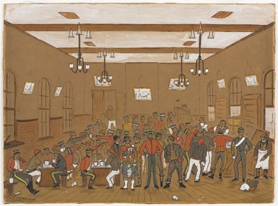 Cantine avec des hommes des 7e Dragons, 3e Hussards, Scots Greys et 10e Hussards - English School