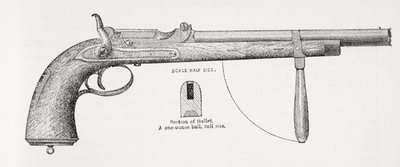 Carabine et projectile du capitaine Burton, de La Vie du capitaine Sir Richard Burton, Volume II par Isabel Burton (1831-96) publié en 1893 - English School