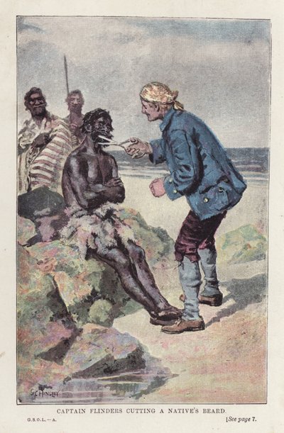 Le capitaine Flinders coupant la barbe d