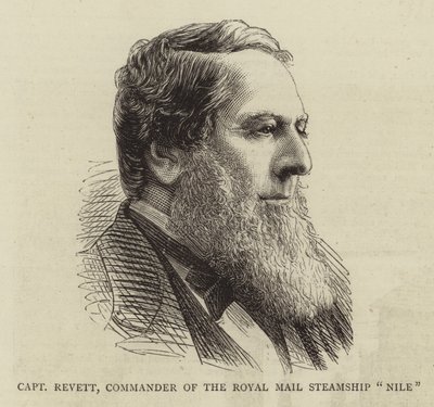 Capitaine Revett, commandant du paquebot royal "Nile" (gravure) - English School