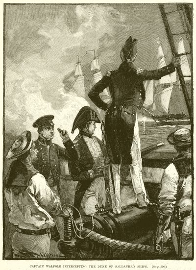Le capitaine Walpole interceptant les navires du duc de Saldanha - English School