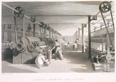 Cardes, dessins et textiles de ratissage (gravure) - English School