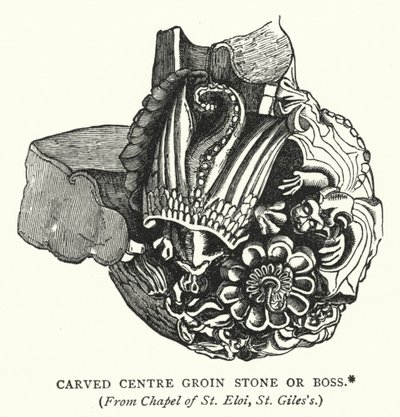 Pierre de voûte ou bossage sculpté (gravure) - English School