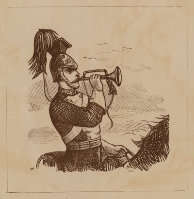 Soldat de cavalerie soufflant dans un clairon - English School
