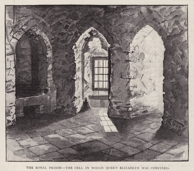 Cellule dans la Tour de Londres où la future reine Élisabeth I fut emprisonnée en 1554 pendant le règne de sa demi-sœur Marie I - English School