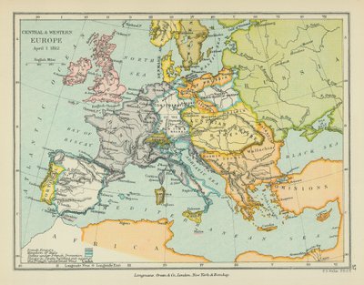Europe centrale et occidentale (lithographie couleur) - English School