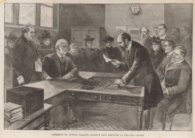 Cérémonie de découpe de fagots (services de loyer anciens) aux tribunaux - English School