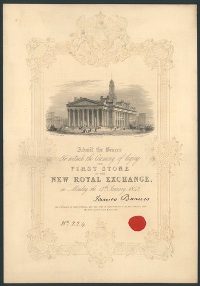 Cérémonie de pose de la première pierre de la nouvelle Bourse Royale, Londres, le 17 janvier 1842 - English School