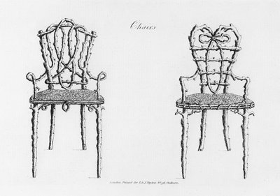Chaises, de Grotesque Architecture, ou Rural Amusement, par William Wrighte, publié en 1768 - English School