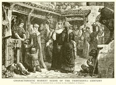Scène de marché caractéristique du XIIIe siècle - English School