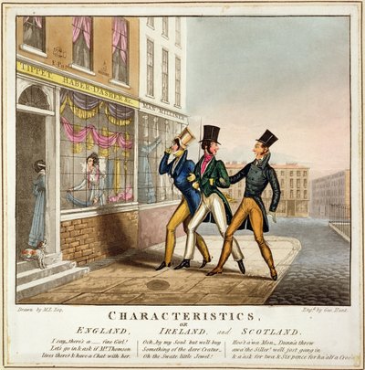 Caractéristiques - Angleterre, Irlande et Écosse, gravé par George Hunt - English School