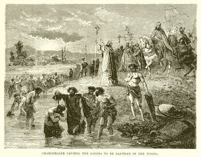 Charlemagne faisant baptiser les Saxons - English School