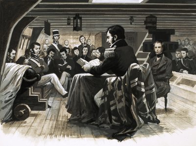 Charles Darwin navigue vers les îles Galápagos - English School