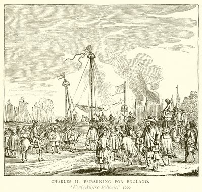 Charles II embarquant pour l