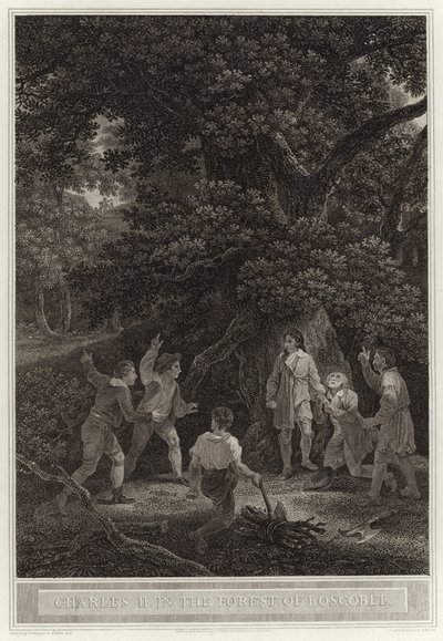 Charles II dans la forêt de Boscobel - English School