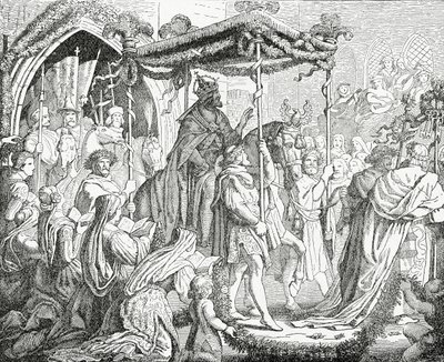 Charles IV, empereur romain germanique, visitant le pape Urbain V à Avignon en 1365, 1882 - English School
