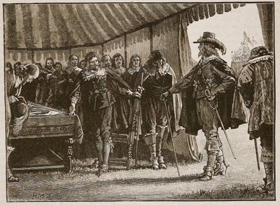 Charles et les commissaires écossais, illustration de Cassells Illustrated History of England - English School