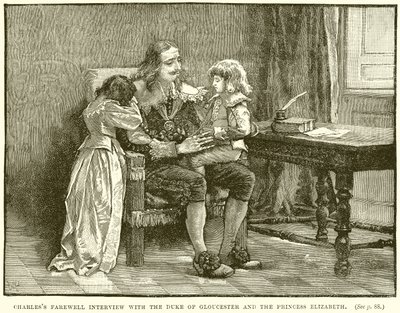Adieux de Charles avec le duc de Gloucester et la princesse Élisabeth - English School