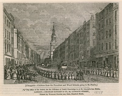 Cheapside - Enfants des écoles paroissiales et de quartier allant à St Pauls, 1837 - English School