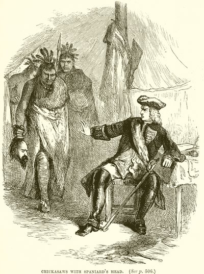 Chickasaws avec la tête des Espagnols - English School