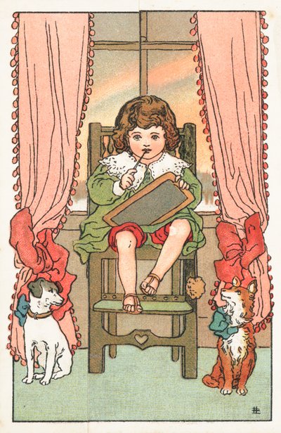 Enfant dans une chaise haute, Carte de Noël - English School