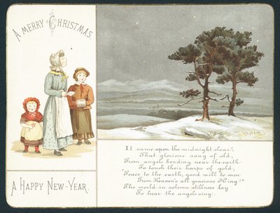 Enfants attendant dans la neige, Carte de Nouvel An - English School