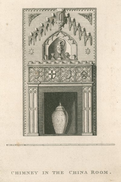 Cheminée dans la salle de Chine, Strawberry Hill, Twickenham, Londres - English School