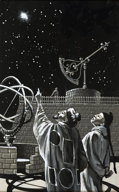 Astronomes chinois cherchant dans le ciel un signe - English School