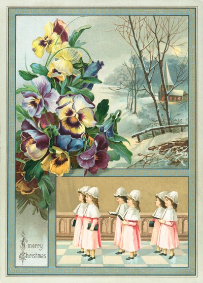 Filles de chœur et pensées, Carte de Noël - English School