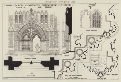 Église du Christ, Westminster Bridge Road, Lambeth (gravure) - English School