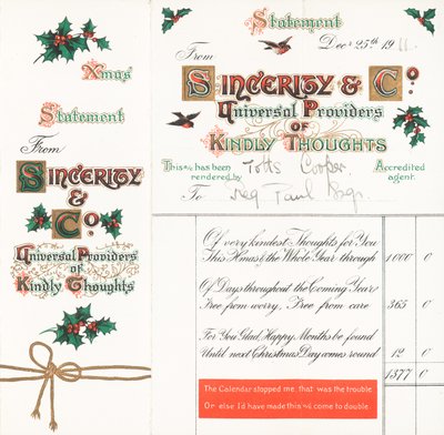 Déclaration de Noël (Pensées aimables), carte de Noël - English School