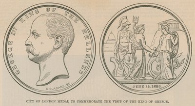 Médaille de la ville de Londres pour commémorer la visite du roi de Grèce en juin 1880 - English School