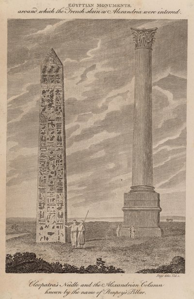 Aiguille de Cléopâtre et la colonne alexandrine connue sous le nom de Pilier de Pompée - English School