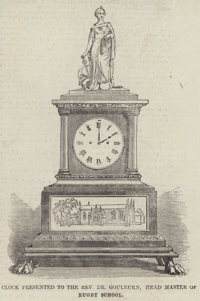 Horloge offerte au révérend Dr Goulburn, directeur de l