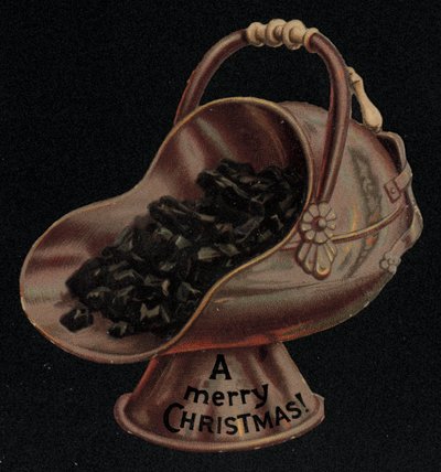 Seau à charbon, carte de vœux de Noël - English School