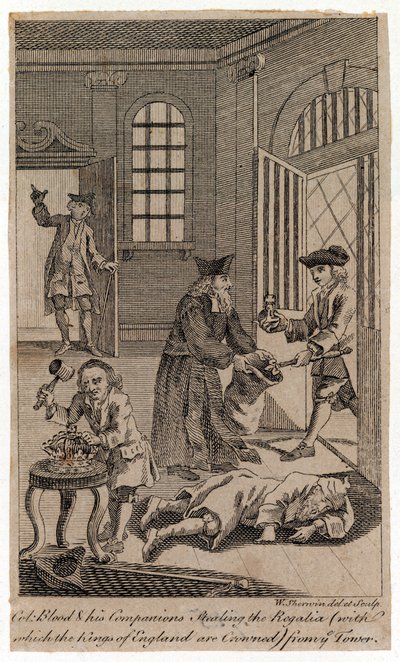 Le colonel Blood et ses compagnons volant les joyaux de la couronne - English School