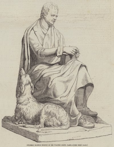 Statue colossale en marbre de Sir Walter Scott, baronnet (gravure) - English School