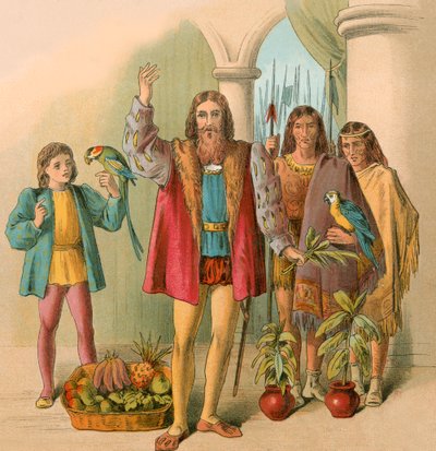 Colomb décrivant le Nouveau Monde - English School