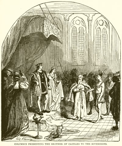Colomb présentant le frère de Caonabo aux souverains - English School