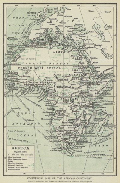 Carte commerciale du continent africain - English School