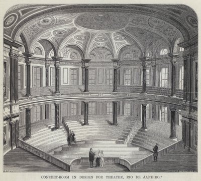 Salle de concert dans la conception pour le théâtre, Rio de Janeiro (gravure) - English School
