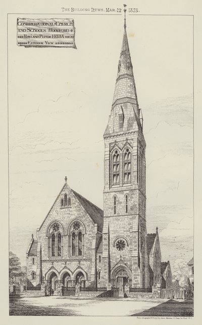 Église et écoles congrégationalistes, Woodford (gravure) - English School